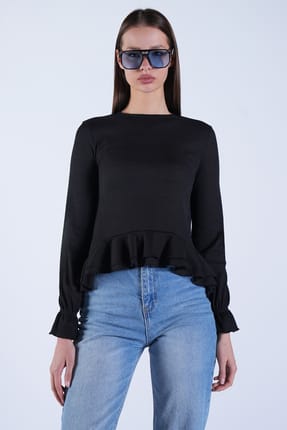 Women's Crew Neck Skirt Ruffle Blouse Alc-X15156