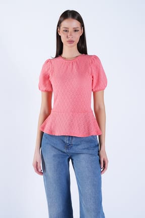 Crew Neck Openwork Blouse Alc-X15091