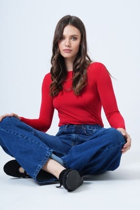 Women's Boat Neck Basic Blouse Alc-X14395